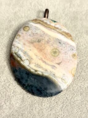 Ocean Jasper Oval Pendant Natural Orbicular Stone